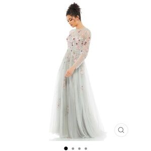 NWT Mac Duggal Floral High Neck Long Sleeve a Line Gown- Size 18